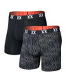 SAXX Boxershorts Multisport Mesh Boxer Brief Fly Logo schwarz/Logo Herren - 2 Stück